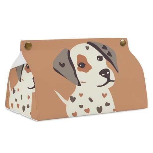 Taschentuchbox mit Cartoon-Hunde-Avatar, einfacher Zugriff, stilvolle PU-Leder-Tücherbox-Halter für Zuhause, Büro, Auto, Schreibtisch-Tischdekoration von Rrtsmsgh