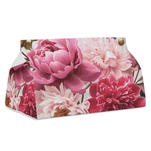 Taschentuchbox mit botanischem Blumenmuster, einfacher Zugriff, stilvolle Taschentuchbox aus PU-Leder für Zuhause, Büro, Auto, Schreibtischdekoration von Rrtsmsgh