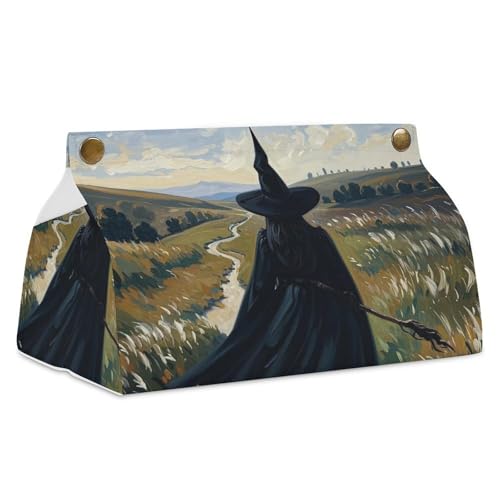 The Witch of Darkness Taschentuchbox-Abdeckung, einfacher Zugriff, stilvoller PU-Leder-Tücherbox-Halter für Zuhause, Büro, Auto, Schreibtisch-Tischdekoration von Rrtsmsgh