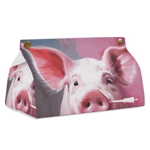 Tierlachender Taschentuchbox-Abdeckung, einfacher Zugriff, stilvoller PU-Leder-Tuchbox-Halter für Zuhause, Büro, Auto, Schreibtisch-Tischdekoration von Rrtsmsgh