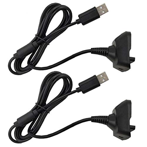 1,5 m Controller-Kabel, Ladegerät, USB-Kabel, 2-in-1-Griff, Ladekabel, Play-Lade-Set, kompatibel mit Xbox 360 Controller, Schwarz, ohne Magnetverschluss, 2 Stück von Rrunzfon