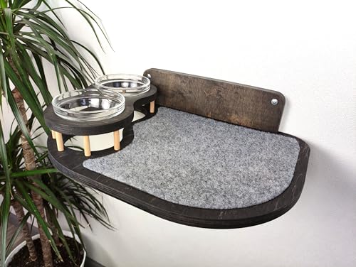 RshPets® Katzenfutter Regale - Kletterwand Katzen - Futterspender für Katzen - Wandelemente - Kletterwand Set - Katzentreppe Wand (Dunkle Farbe, Linke Seite) von RshPets