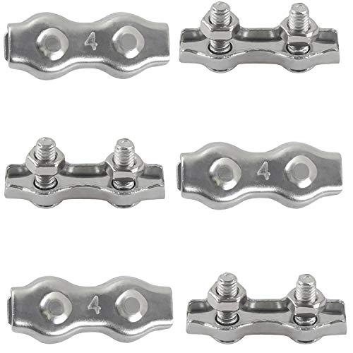 M4 Duplex Klemme Drahtseilklemme Bolt Edelstahl 304 Seilklemme für 4mm Drahtseil Stahlseil Wäscheleine, Markise fixiert 6 Stück von Rshuhx