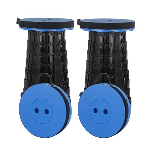 Rshuhx Hocker Klappbar Camping 2pcs Hocker Klappbarer Sitzhocker Klappbar Leichte Einziehbar Leicht Robust für Konzerte BBQ Ausflug Draussen Angeln Wandern Belastung 460lbs/210KG (Blau) von Rshuhx