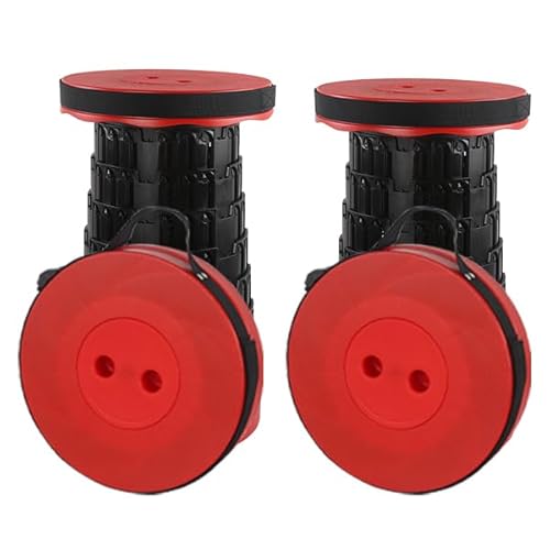 Rshuhx Hocker Klappbar Camping 2pcs Hocker Klappbarer Sitzhocker Klappbar Leichte Einziehbar Leicht Robust für Konzerte BBQ Ausflug Draussen Angeln Wandern Belastung 460lbs/210KG (Rot) von Rshuhx