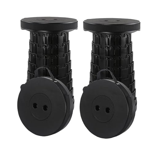 Rshuhx Hocker Klappbar Camping 2pcs Hocker Klappbarer Sitzhocker Klappbar Leichte Einziehbar Leicht Robust für Konzerte BBQ Ausflug Draussen Angeln Wandern Belastung 460lbs/210KG (Schwarz) von Rshuhx