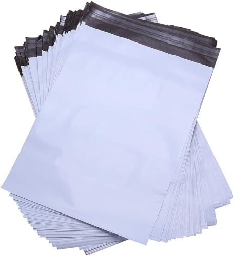 Rshuhx Versandbeutel Plastik Versandtaschen Versandtüten für Kleinteile Kleidung und Textilien Selbstklebend und Blickdicht Tailles Weiß von Rshuhx