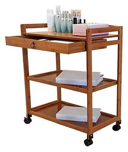 Rsmmpqa Küchen-Servierwagen mit 3 Ebenen, Bambusmaterial, multifunktional, leicht zu bewegen, 2 Farben (Farbe: Braun, Größe: 60 x 33 x 80 cm) (Braun #a 60 x 33 x 80 cm) von Rsmmpqa
