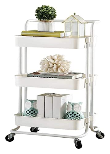 Rsmmpqa Servierwagen für die Küche, Bar, Hotel, 3 Schichten plus dicke, um 360° drehbare Rollen, wasserdicht, einfach zu montieren, 2 Farben (Farbe: Weiß, Größe: 43 x 36 x 87 cm) von Rsmmpqa