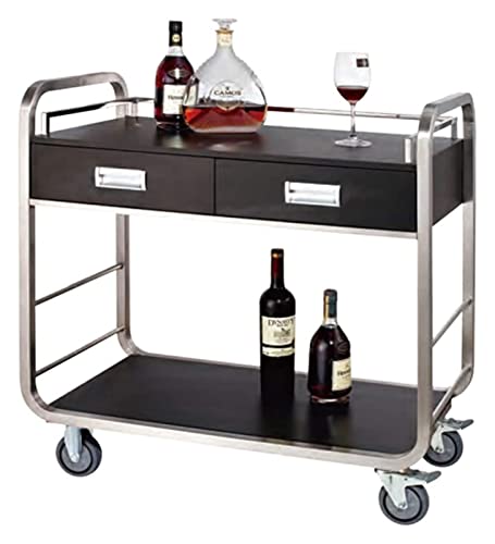 Rsmmpqa Weinwagen / Tee-Catering-Barwagen mit 4 Rädern, Aufbewahrungsregal, Rollwagen mit 2 Ebenen, Servierwagen aus Massivholz (Größe: A () von Rsmmpqa
