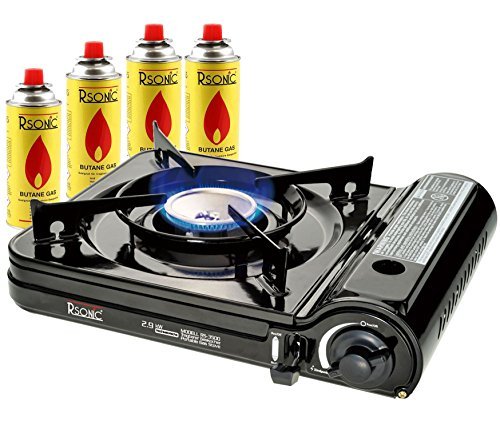 RSonic Gaskocher Tragbarer Turbo Gaskocher 2,9 kW RS-3500 Gasgrill Gasbrenner (Butan, 4 Kartuschen) von Rsonic