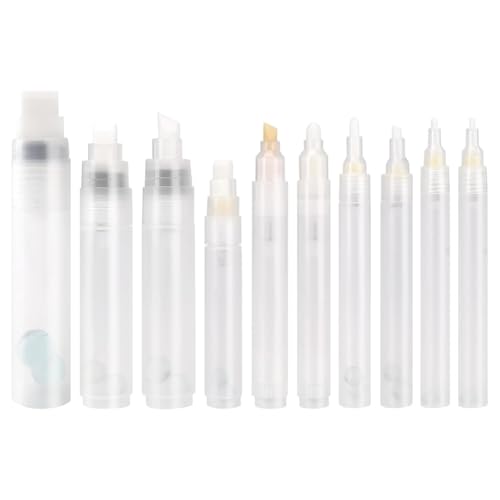 Rtauhife 10er Pack Nachfüllbare Farbmarker Leere Stifte Transparent für Öl, Wasserfarbe, Aquarellmalerei, Kritzeleien, Papierzeichnung. von Rtauhife