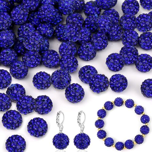 Rtauhife 150 Stück 10 mm Strassperlen Zur Schmuckherstellung, Glitzernde Strassperlen Aus Ton für Armbänder, Halsketten, Ohrringe, Dunkelblau von Rtauhife