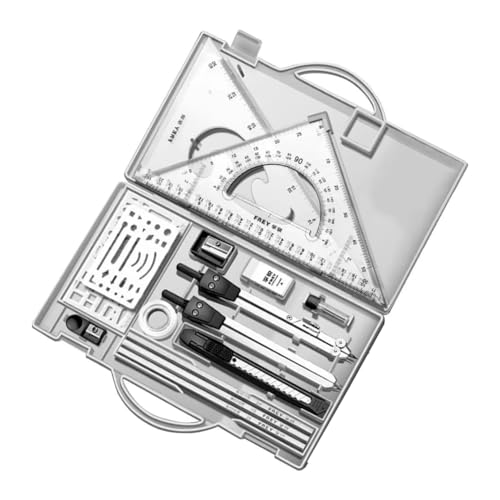 Rtauhife Geometrie-Set Metall-Lineale und Zirkel-Geometrie-Set Dreieckslineal Winkelmesser-Set von Rtauhife