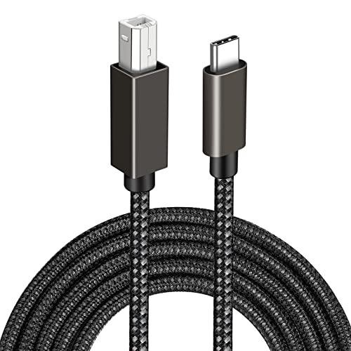 Druckerkabel USB B auf USB C, 3 Meter Kabel USB C Druckerkabel Scannerkabel Nylon Drucker Kabel kompatibel mit MacBook Pro 2020, Macbook Air 2020, Dell XPS 17, Matebook D15 usw, Grau von Rtinle