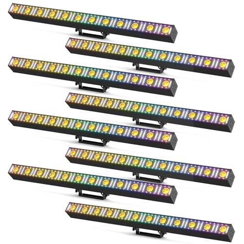 8PCS Wallwasher Bühnenlicht LED Bar 180W, 12 Effektstrahler RGB LED Pixellicht DMX512 Partylicht Warmlicht Strobe Lichteffekt für DJ Bühne Disco Hochzeit Outdoor von Rtktoup