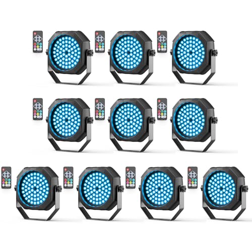 Rtktoup 10PCS Mini RGB LED Par Akku, 60 x 0.5W LED 2200mAh Wiederaufladbares Stroboskop Bühnenlicht mit Fernbedienung, Partylicht für DJ Disco Party Bar Live-Raum Hochzeit Halloween Weihnachten von Rtktoup