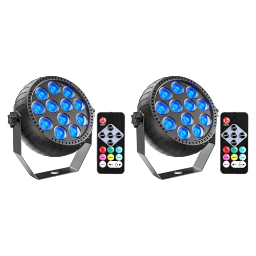 Rtktoup 2PCS Wiederaufladbar RGB LED Par Scheinwerfer, 12 LED Strahler Akku mit Fernbedienung Partylicht Bühnenlicht für Party Bar Bühne DJ Disco Hochzeit Halloween Weihnachten von Rtktoup