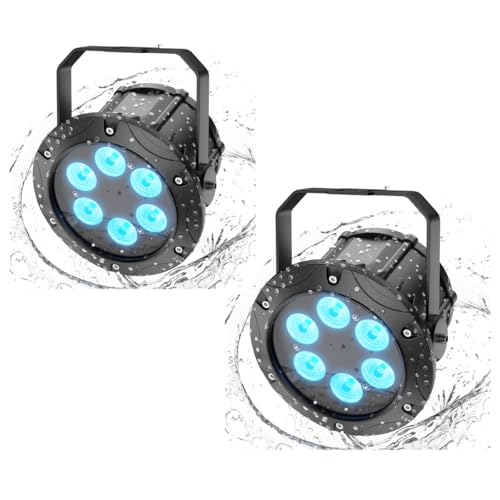 Rtktoup 2Pcs Wasserdichtes LED Par Strahler, 40W RGBW Par Licht mit DMX 4/8CH 60cm Netzkabelanschluss, Bühnenleuchten Eignen Sich Für Geeignet für Auftritte im Freien Disco Party Bar von Rtktoup