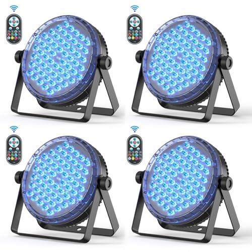 Rtktoup 4PCS 60 x 2W LED Par Strahler, RGBW 4 in 1 LED Par Scheinwerfer DMX 8CH mit Fernbedienung, LED Bühnenlicht Discolicht für DJ Club Disco Party Hochzeit Weihnachten Haloween von Rtktoup
