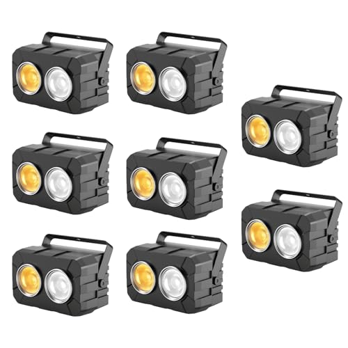 Rtktoup 8PCS 150W COB LED Par Scheinwerfer, 2 in 1 Kaltweiß/Warmweiß LED Bühnenlicht mit DMX512/Stroboskop, 3200K–6500K Par Strahler für Theater Fotografie Kirche Hochzeit Publikums Beleuchtung von Rtktoup