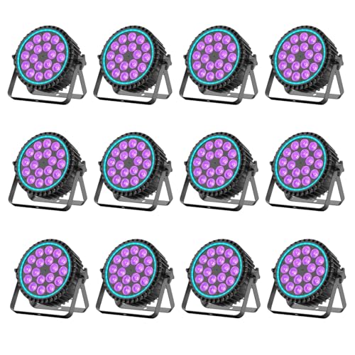 Rtktoup RGBW LED Par Strahler, 12PCS 18x10W LED Bühnenlicht + 35 SMD RGB Zusatzlicht mit DMX512/Auto/Strobe, Discolicht Partylicht für Bar Party DJ Hochzeit Haloween Weihnachten von Rtktoup