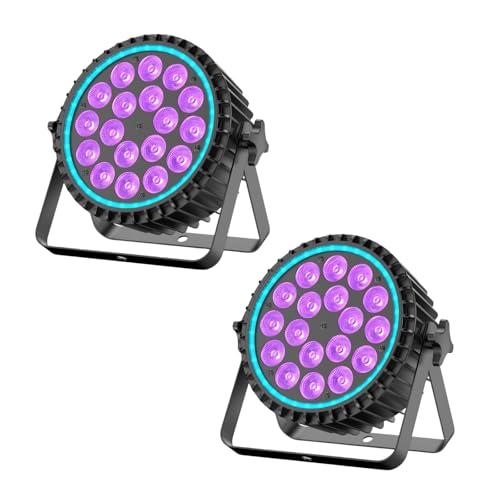 Rtktoup RGBW LED Par Strahler, 2PCS 18x10W LED Bühnenlicht + 35 SMD RGB Zusatzlicht mit DMX512/Auto/Strobe, Discolicht Partylicht für Bar Party DJ Hochzeit Haloween Weihnachten von Rtktoup