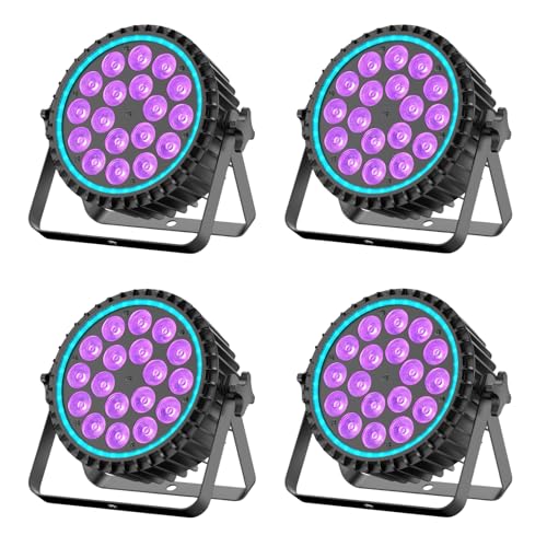 Rtktoup RGBW LED Par Strahler, 4PCS 18x10W LED Bühnenlicht + 35 SMD RGB Zusatzlicht mit DMX512/Auto/Strobe, Discolicht Partylicht für Bar Party DJ Hochzeit Haloween Weihnachten von Rtktoup