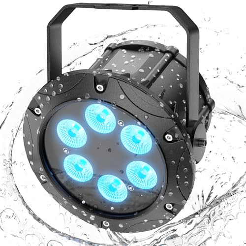 Rtktoup Wasserdichtes LED Par Strahler, 60W RGBW Par Licht mit DMX 4/8CH 60cm Netzkabelanschluss, Bühnenleuchten Eignen Sich Für Geeignet für Auftritte im Freien Disco Party Bar Architekturbeleuchtung von Rtktoup
