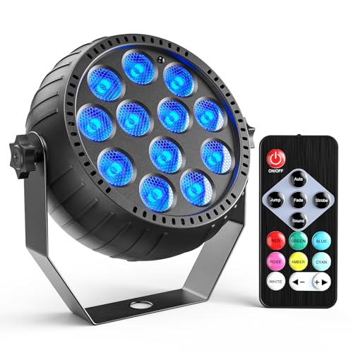 Rtktoup Wiederaufladbar RGB LED Par Scheinwerfer, 12 LED Strahler Akku mit Fernbedienung Partylicht Bühnenlicht für Party Bar Bühne DJ Disco Hochzeit Halloween Weihnachten von Rtktoup