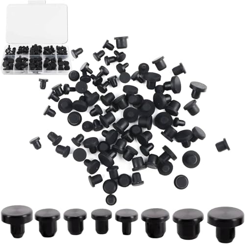 RtottiM 80 Stück Gummistopfen Silikon Verschlussstopfen Solider Silikonstopfen Rund Blindstopfen Weicher Flexibler Stopper Blindstopfen für Löcher mit 4-9.5mm Innendurchmesser Flaschen Rohre von RtottiM