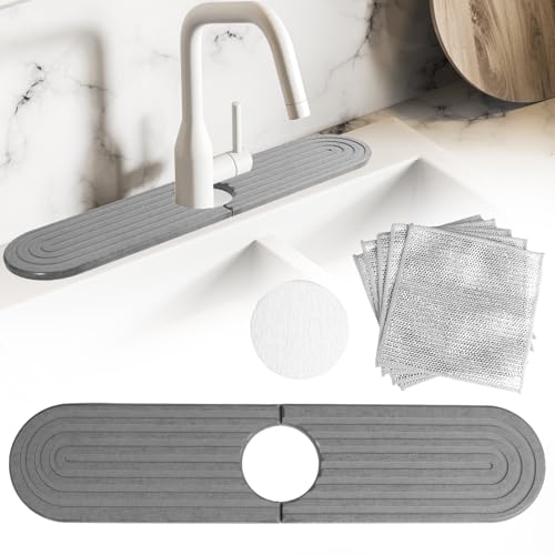 RtottiM Kieselgur Stein Waschbecken Splash Pad 45x10cm Wasserhahn Spritzschutz Pfannen Saugfähige Matte Kieselalgenschlamm Wasserhahn Matte Wasserhahn absorbierende Matte von RtottiM