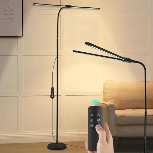 Rtrevlo LED -Stofflampe, 24W einfache Designs stehende Leselampen für die Lebensraumhöhe mit 10 Farben Temperatur und 6 Helligkeitsstufen Flexibler Schwebung, Timer und Speicherfunktion von Rtrevlo