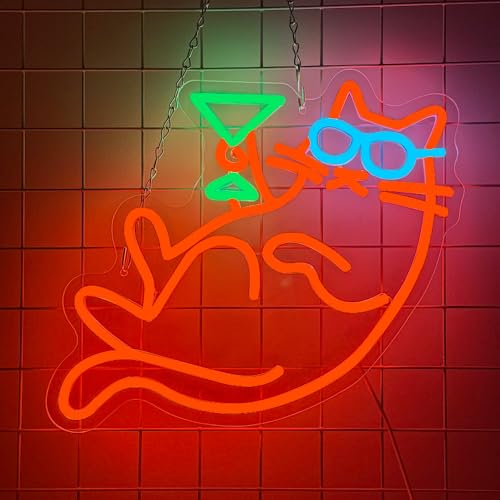 RuCvixkt Katze Trinken Cocktail Neon Schild-Katze Martini Led Schild Powered by USB für Bar Decor Wohnzimmer Katze Cafe Art Esszimmer Mädchen Schlafzimmer Geschenk von RuCvixkt