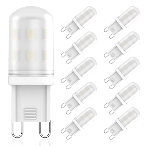 RuLEDne Bombilla LED G9 de 2 W de repuesto para lámpara halógena G9 28 W 25 W 20 W, bombilla LED G9 blanca fría 6000K, CA 230V, CRI 85+, sin parpadeo,paquete de 10 von RuLEDne