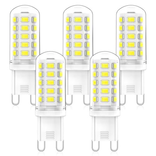 RuLEDne G9 LED-Lampen 3W, 40W 33W 28W G9 Halogenlampen ersetzen, AC 230V LED-Glühbirne Cool White 6000K, CRI ＞ 83, nicht dimmbare Energiesparlampen, 5er-Pack von RuLEDne