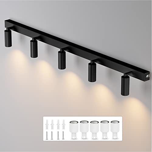 RuLEDne LED Deckenstrahler 5 Flammig, Deckenleuchte Schwarz, Wandstrahler Hue Strahler, Drehbar Strahler Lampe Deckenlampe Spots für Wohnzimmer Schlafzimmer Küche Mall Inkl.5 x G9 LED Leuchtmittel von RuLEDne