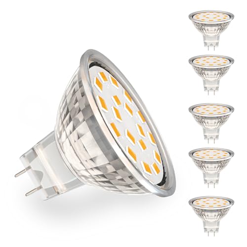 RuLEDne MR11 GU4 3W LED Glühbirnen, Äquivalent zu 25-35W Halogenlampen, AC/DC 12V, 120° Flutlichtstrahl, Einbauleuchten, Schienenbeleuchtung Warmweiß 2700K, 6 Stück von RuLEDne
