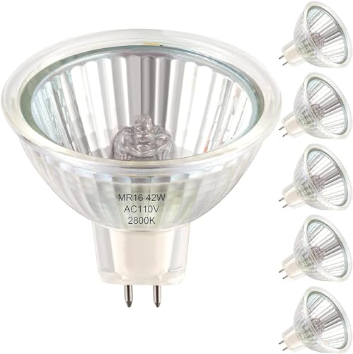 RuLEDne MR16 GU5.3 Halogen Glühbirnen 42W Dimmbar Warmweiß 2800k, AC 220V-240V GU5.3 Glühbirne, flackerfrei, 360 Abstrahlwinkel, helle MR16 Halogen Glühbirnen für Heimbeleuchtung von RuLEDne