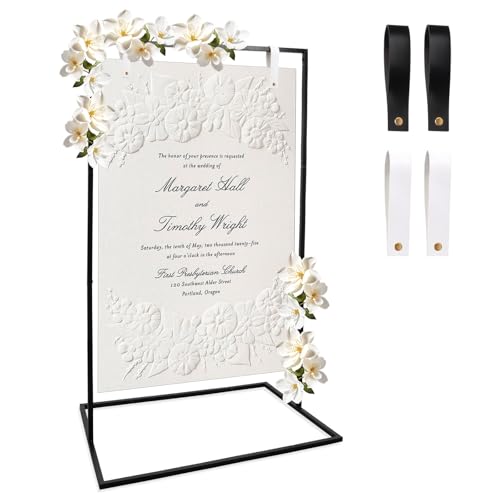 Hochzeitsschild-Halter, Willkommensschild Hochzeit mit 4 Lederriemen 123 x 73 x 53 cm, Aufschrift Welcome to Our Wedding Sign, Robuster Staffelei-Ständer für Schilder Hochzeitsschilder Poster von Ruaizel