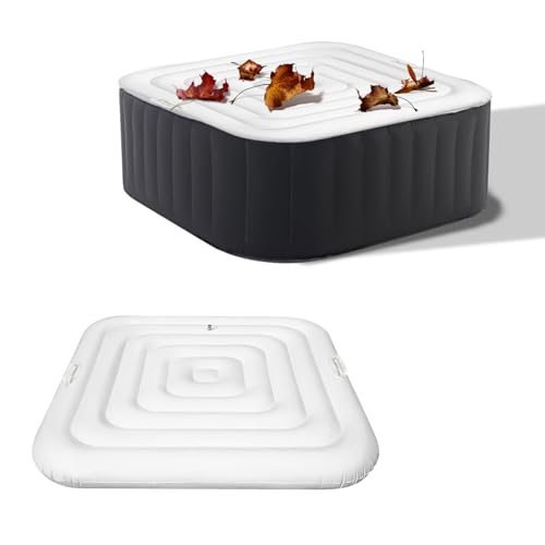 Ruaizel Aufblasbare Abdeckung für Whirlpool-Badewanne, Whirlpooldeckel mit Griff, aufblasbarer Deckel für isolierte Thermobadewanne (Quadrat 128 cm) von Ruaizel