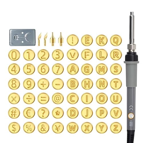 Ruaizel Brennstempel für Holz, Holzbrennwerkzeug mit Buchstaben, Brennstempel Alphabet, Ersatz der Lötkolbenspitze, Schnitzset Alphabet Holz 56-teilig Brennset von Ruaizel