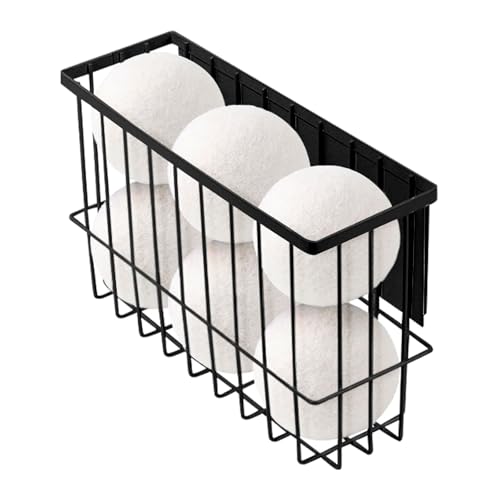 Ruaizel Magnetischer Trocknerballhalter, Wandhalterung, magnetischer Fusselbehälter, magnetischer Fusselbehälter für Waschküche, Eisentrockner, Ballbehälter (schwarz (26 x 8 x 15,5 cm) von Ruaizel