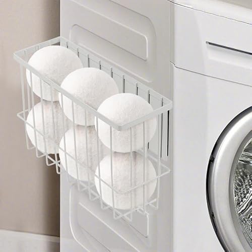 Ruaizel Magnetischer Trocknerballhalter, Wandhalterung, magnetischer Fusselbehälter, magnetischer Fusselbehälter für Waschküche, Eisentrockner, Ballbehälter (weiß (26 x 8 x 15,5 cm) von Ruaizel