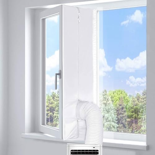 Ruaizel Tragbares AC-Fenster-Lüftungs-Set, AC-Fensterdichtungs-Set mit Reißverschluss und Klebeverschluss, tragbare Luftfensterdichtung für mobile Klimaanlage, vollständige Abdichtung, wasserdicht von Ruaizel
