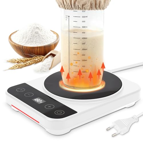 Sauerteig Starter Set, Sauerteigstarter Wärmer Präzise Kontrolle von 21°C -38°C, 12-Stunden-Timer, Glass Jar, Aluminium Lid, Wiederverwendbares Sauerteig Zubehör Sauerteig Starter Set, Sauerteigstarter Wärmer Präzise Kontrolle von 21°C -38°C, 12-Stunden-Timer, Glass Jar, Aluminium Lid, Wiederverwendbares Sauerteig Zubehör von Ruaizel