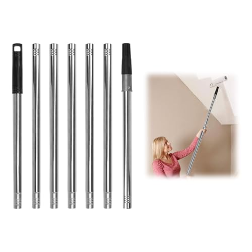 Teleskopstange Verlängerungsstange, 7 Teiliger Farbroller Verlängerungsstange 2.8m, Teleskopstange für Farbroller Malerwalzen Lackierwalzen Teleskopstiel (Silber 2.8M) von Ruaizel
