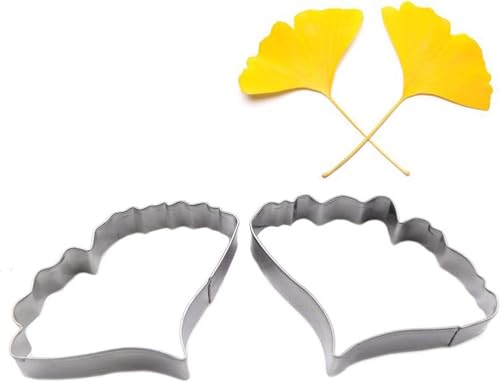2 Ausstechformen, Edelstahl, Ginkgo-Biloba-Blatt-Ausstecher, Blatt-Ausstecher, Backwerkzeug, Kuchendekorationswerkzeug von RuanHongYi
