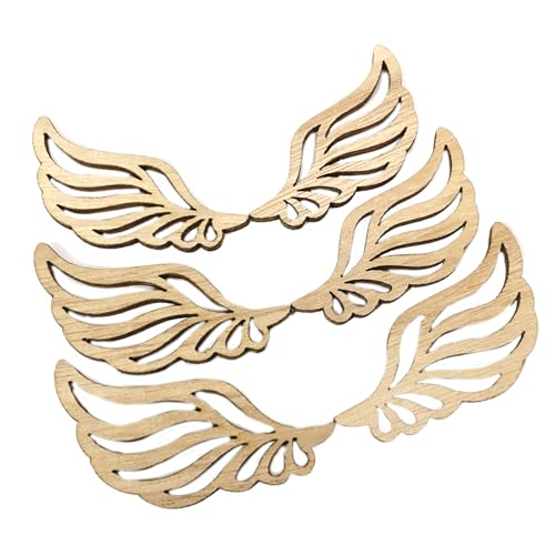 10 Stück unlackierte Holzscheiben, Flügelförmige Holzausschnitte zum Bemalen, Gravieren, hängende Ornamente, Hochzeitsdekoration, Weihnachtsschmuck von Ruarby