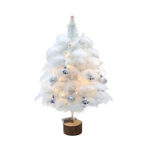 Charm-Feder-Weihnachtsbäume mit Lichtern schaffen in wenigen Minuten festliche Atmosphäre, ideal für Tisch- oder Regaldekorationen, Tisch-Weihnachtsbaum von Ruarby